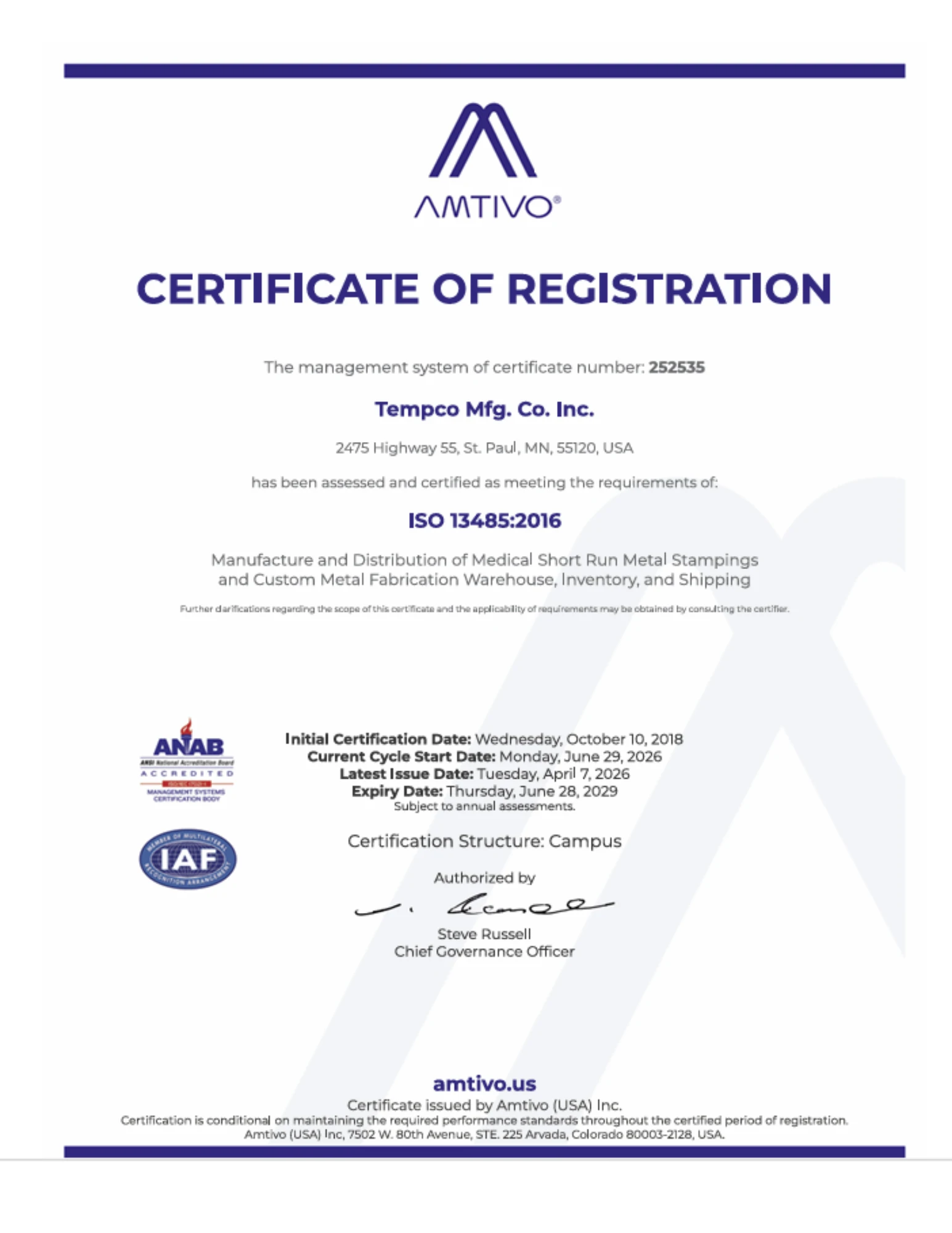 ISO 13485:2016 Certification